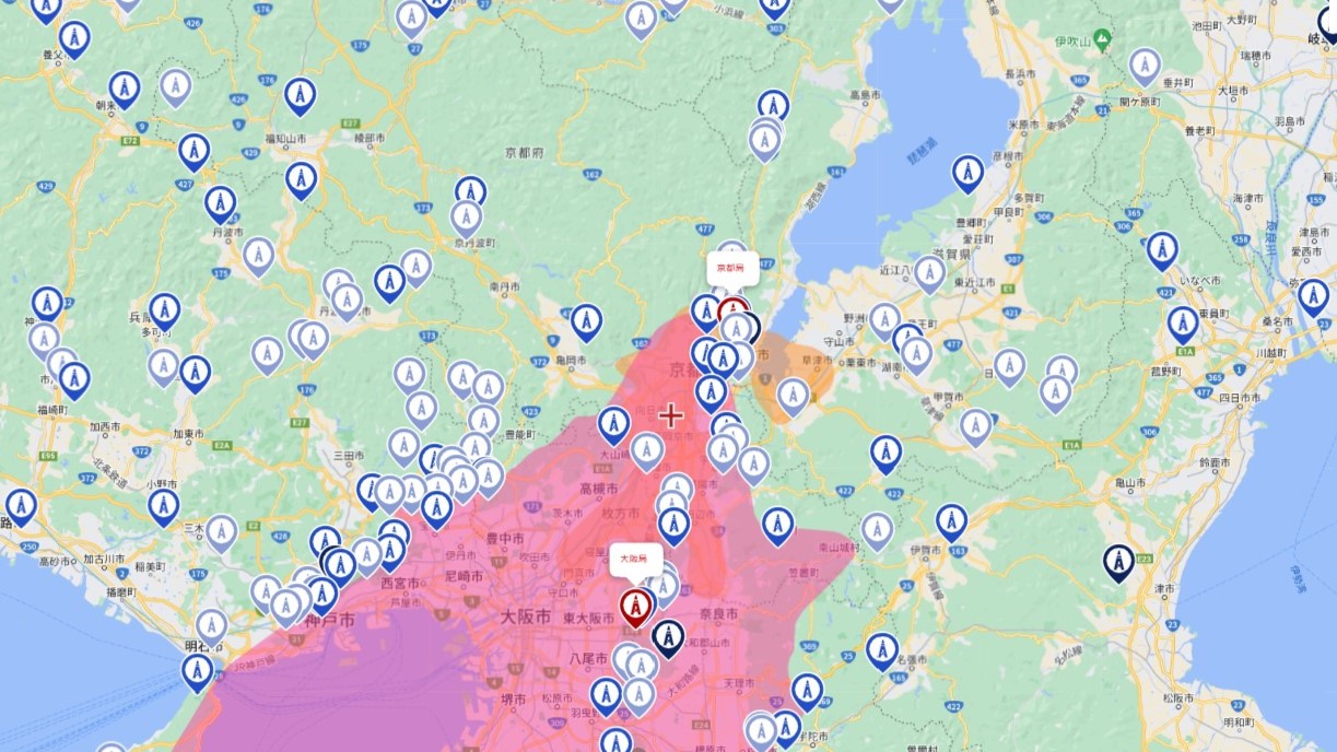 京都府の地デジ電波受信状況