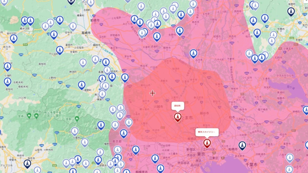 埼玉県の地デジ電波受信状況