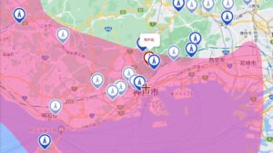 神戸局のNHK電波が届くエリア